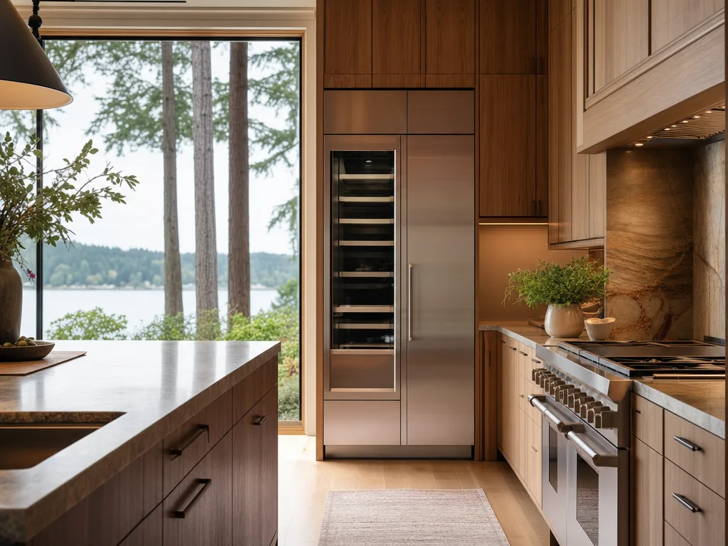 Luxury built-in kitchen in a Bainbridge Island, Washington home