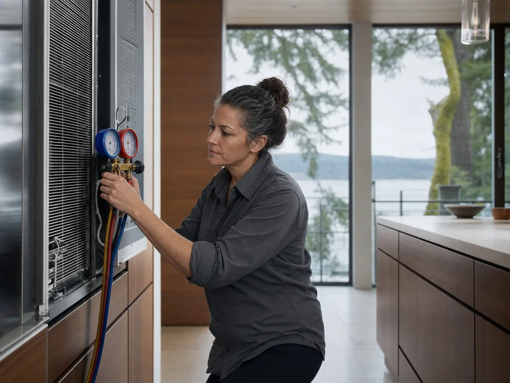 Sealed-system pressure testing during an appliance repair visit in Seattle, Washington