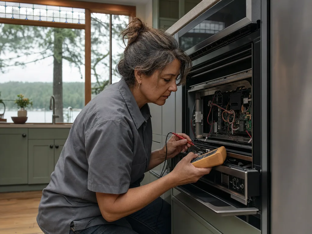 Diagnostic at the service panel during an appliance repair visit in Seattle, Washington